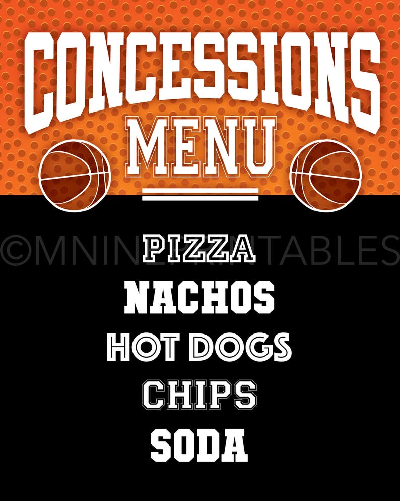 CONCESSIONS MENU Sign Printables Custom Party Sign Downloads | Etsy