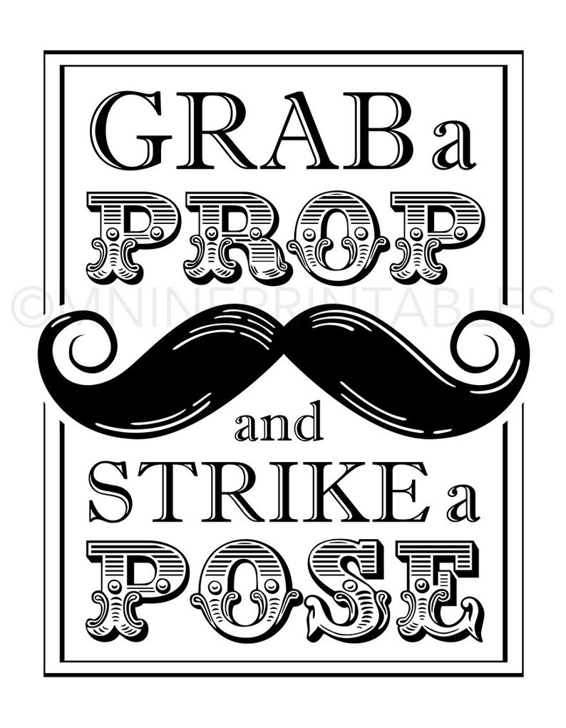 Black and White Printable Art Grab A Prop and Strike A | Etsy