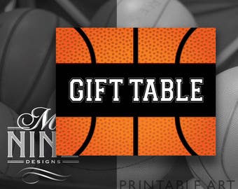 Basketball Party Zeichen Ausdrucke | GESCHENKTISCH Schild | Digitale Downloads | Sport Printables | Basketball Geburtstagsparty | Druckbare Kunst BK25