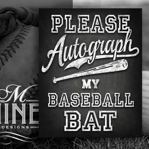 Kreide Baseball Partei Downloads | Bitte meine BASEBALL BAT Zeichen Printables Autogramm | Tafel Baseball Sport Printables CBB20