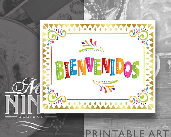 Fiesta Party Sign Printables | BIENVENIDOS Sign Downloads | Cinco de Mayo  Party Signs | Fiesta Party Signs FCB29