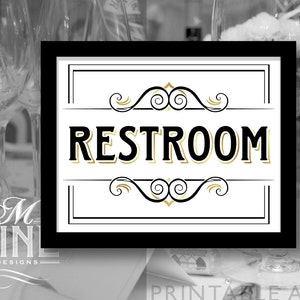 Gold druckbares &quot;Toilette&quot; Schild Vintage Party Schilder, Party Download, Hochzeit Schilder, Toilette Schild BWG28
