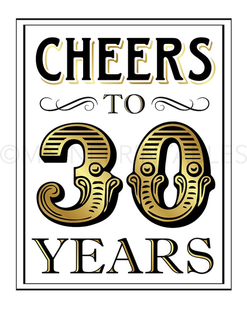Cheers To 30 Years Free Printable