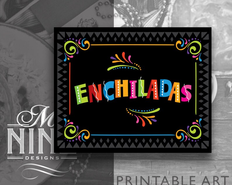 Cinco De Mayo Party Sign Printables ENCHILADAS Sign - Etsy