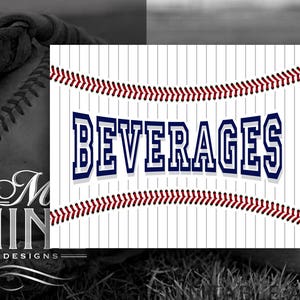 Baseball Party Sign Printables BEVERAGES Sign Digital Downloads Sports Printables Baseball Theme Party Printable Art BB14 image 1