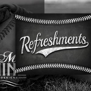 Chalkboard Baseball Party Sign Printables | Baseball REFRESHMENTS Sign Downloads | Chalk Sports Printables | Baseball Printable Art CBB28