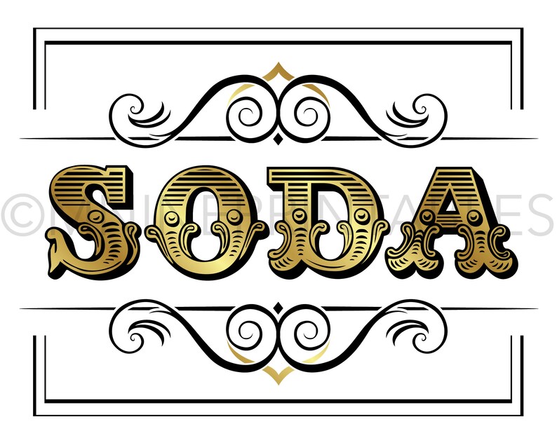 Soda Party Printable soda Sign Gold Vintage Party - Etsy