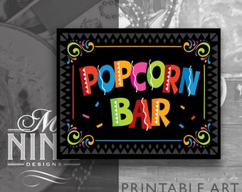 Fiesta Party Sign Printables | POPCORN BAR Sign Downloads | Cinco de Mayo Party Signs | Fiesta Party Popcorn Signs FCB28