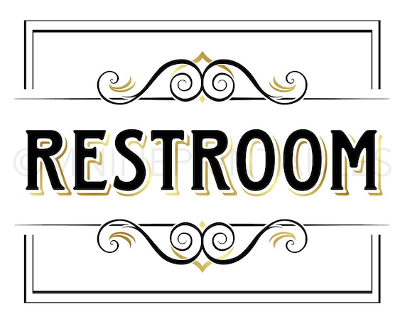 Gold Printable Restroom Sign Vintage Party Signs Etsy