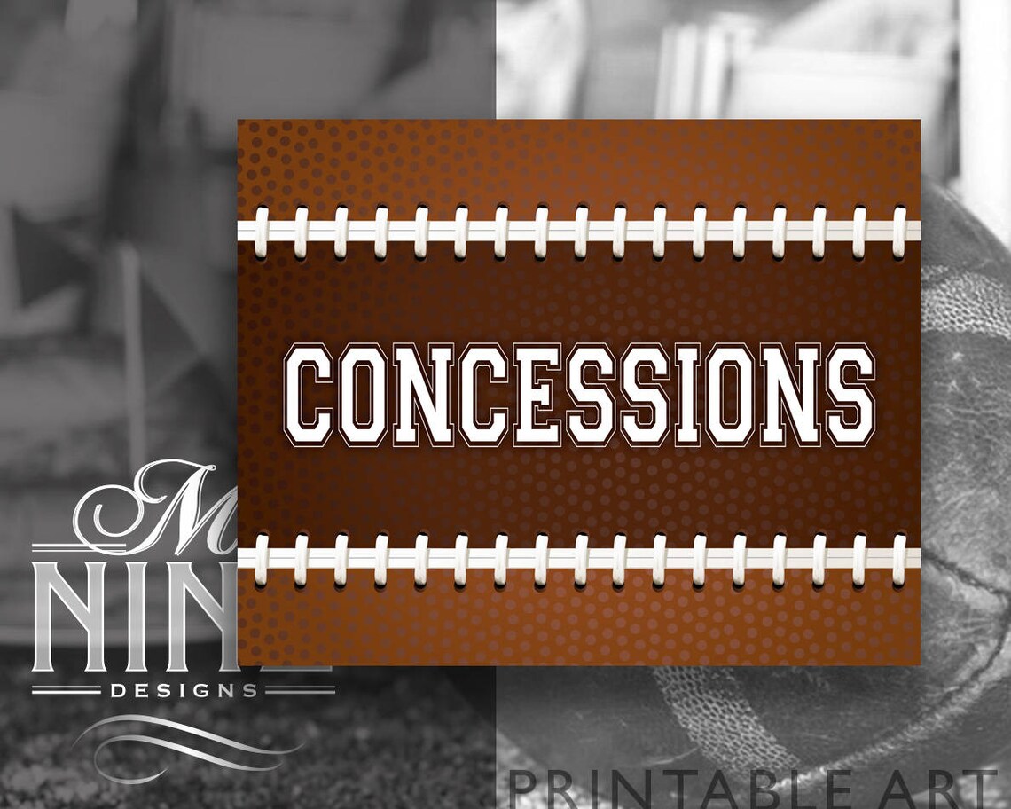 Football Party Sign Printables CONCESSIONS Sign Digital | Etsy