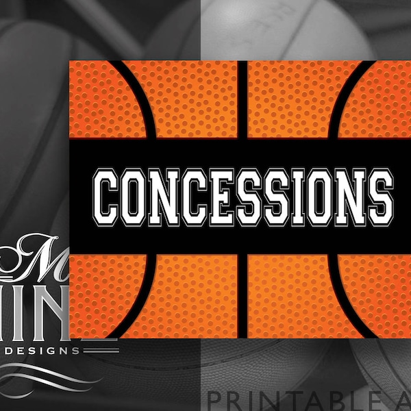 Basketball Party Sign Printables | CONCESSIONS Sign | Digital Downloads | Sports Printables | Basketball Party | Printable Art BK1