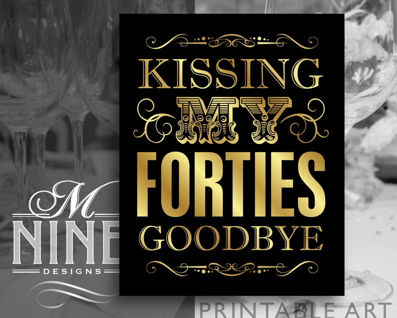 Black and Gold 50th Birthday Sign Printables Kissing My | Etsy