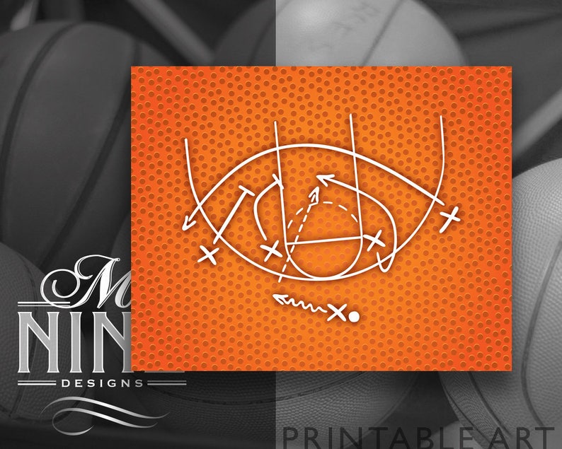 Basketball Wall Art Printables Basketball Playbook Printable Etsy