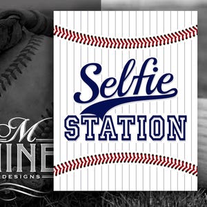 Baseball Party Sign Printables | SELFIE STATION | Digital Downloads | Sports Printables | Baseball Photo Booth Sign | Printable Art BB1