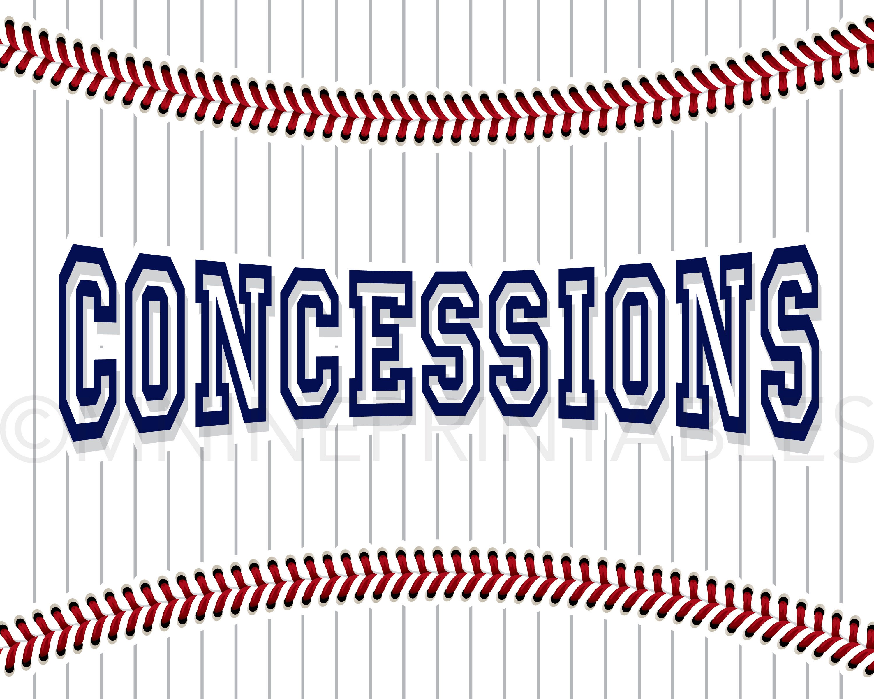 Baseball Party Sign Printables Baseball CONCESSIONS Sign | Etsy