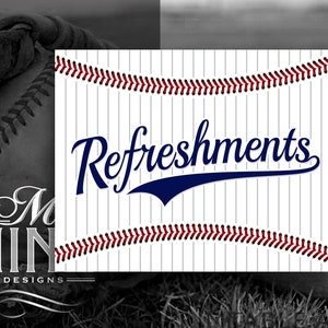 Baseball Party Sign Printables | Baseball REFRESHMENTS Sign Downloads | Sports Printables | Baseball Printable Art BB28
