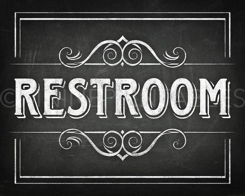 Chalkboard Printable Signs / RESTROOM / Sign Downloads | Etsy