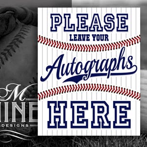 Baseball Party Sign Printable, Autographs Sign, Baseball Birthday Party Decorations, Instant Download, Sports Poster Printable BB9