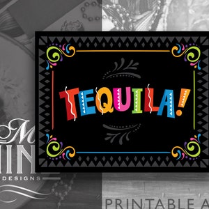 Fiesta Party TEQUILA Sign Printables | Fiesta Sign Downloads | Digital Download | Tequila Party Signs FCB17