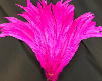 100 Pcs hot pink irridescent coque feathers