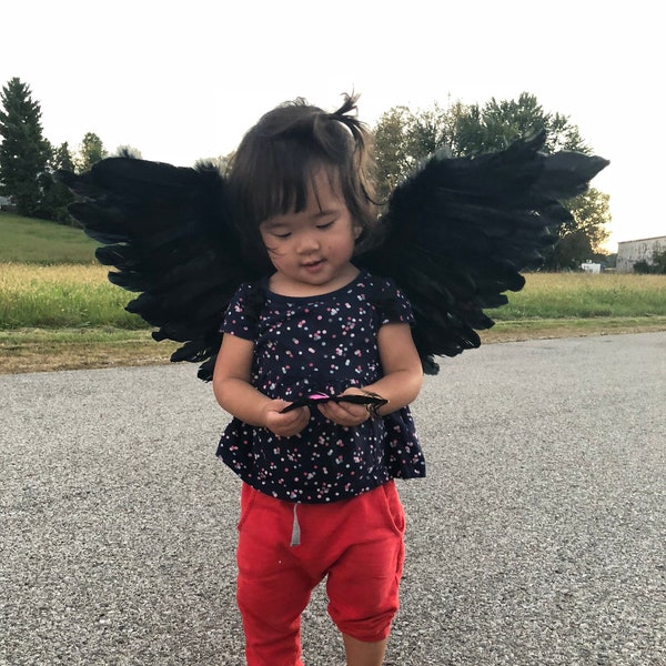 Schwarze Truthahn und Gans Feder schwarz Engel Flügel Kostüm, Party, Fotografie Spaß Kinder Dress Up Engel Flügel - 21