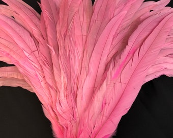 Baby Pink 20pcs Rooster Coque Tail Feathers for Crafting, Decoration, Weddng, Millinery Supply, Fly Tying, DIY Feather Decoration