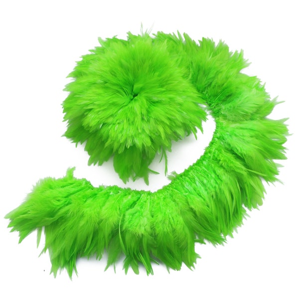 Lime Green Color Saddle Feather Trim, 4“-6" Height Accessories Feather DIY Decorative Material