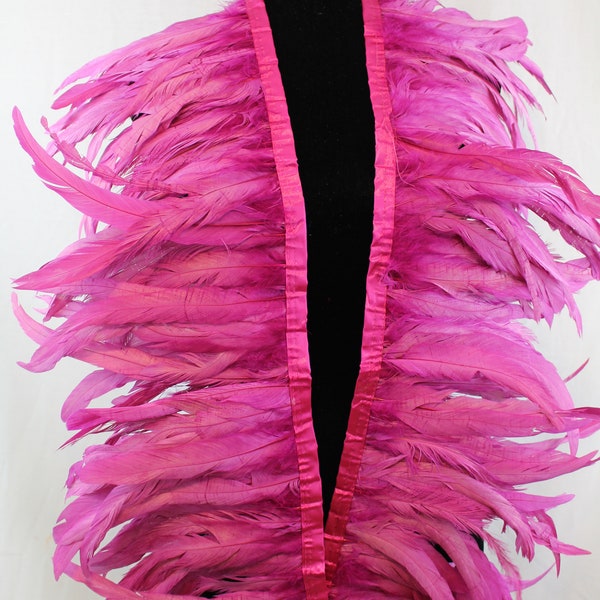 Hot Pink 2 Yard Long, 10-12 inch Height Rooster Coque Feather Fringe Trim, for Skirt Dress Costume Roster Feather Trim