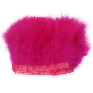 Hot Pink Color 2 Yard long Marabou Turkey Fluff Feather Fringe Trim, 6"-7" Height Garment Accessories Feather DIY Decorative Material