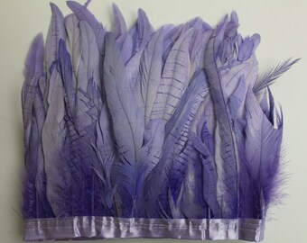 Light Purple Color 2 Yard Long, 8-10 inch Height Rooster Coque Feather Fringe Trim, for Skirt Dress Costume Roster Feather Trim