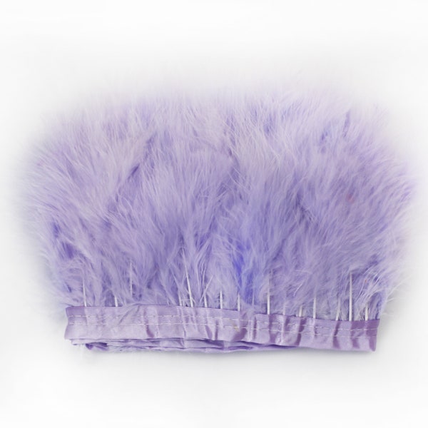 Light Purple Color 2 Yard long Marabou Turkey Fluff Feather Fringe Trim, 6"-7" Height Garment Accessories Feather DIY Decorative Material