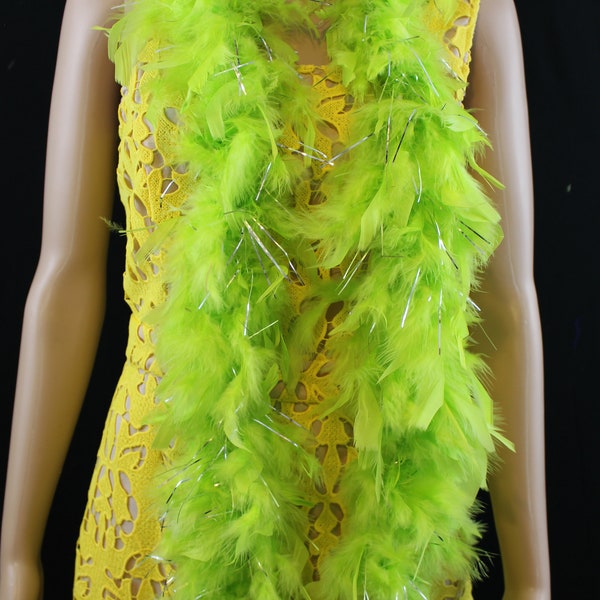 Vert anis w/Tinsel couleur 40 gramme 2 yards, doux Turquie chandelle plume Boa-danse mariage artisanat fête Halloween Costume décoration