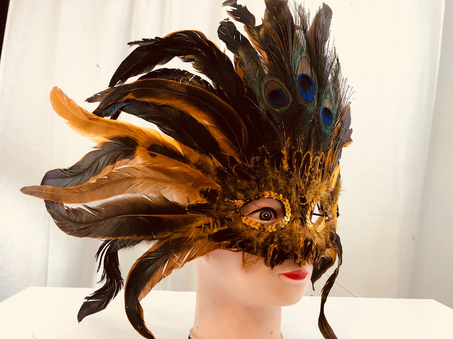Yellow Halloween Masquerade Mask With Beautiful Etsy