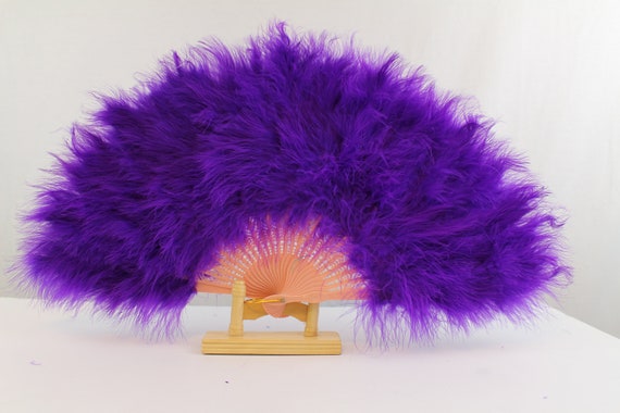 Marabou Large Feather Fan 23/"X12/" Wedding with 25 staves For Dancing Party