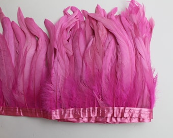 Candy Pink  2 Yard Long, 10-12 inch Height Rooster Coque Feather Fringe Trim, for Skirt Dress Costume Roster Feather Trim--new color