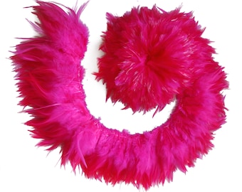 Hot Pink Color Saddle Feather Trim, 4“-6" Height Accessories Feather DIY Decorative Material