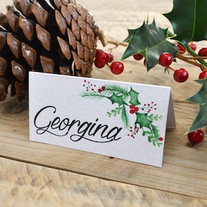 Christmas Winter Wedding Place Name | Handmade Rustic Stationery | Christmas Table Setting