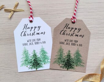 10x Personalised Christmas Gift Tags | Present Labels | Custom Tags | Rustic Festive Wrapping