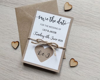 Rustic Heart Ivory Kraft Twine Save the Date