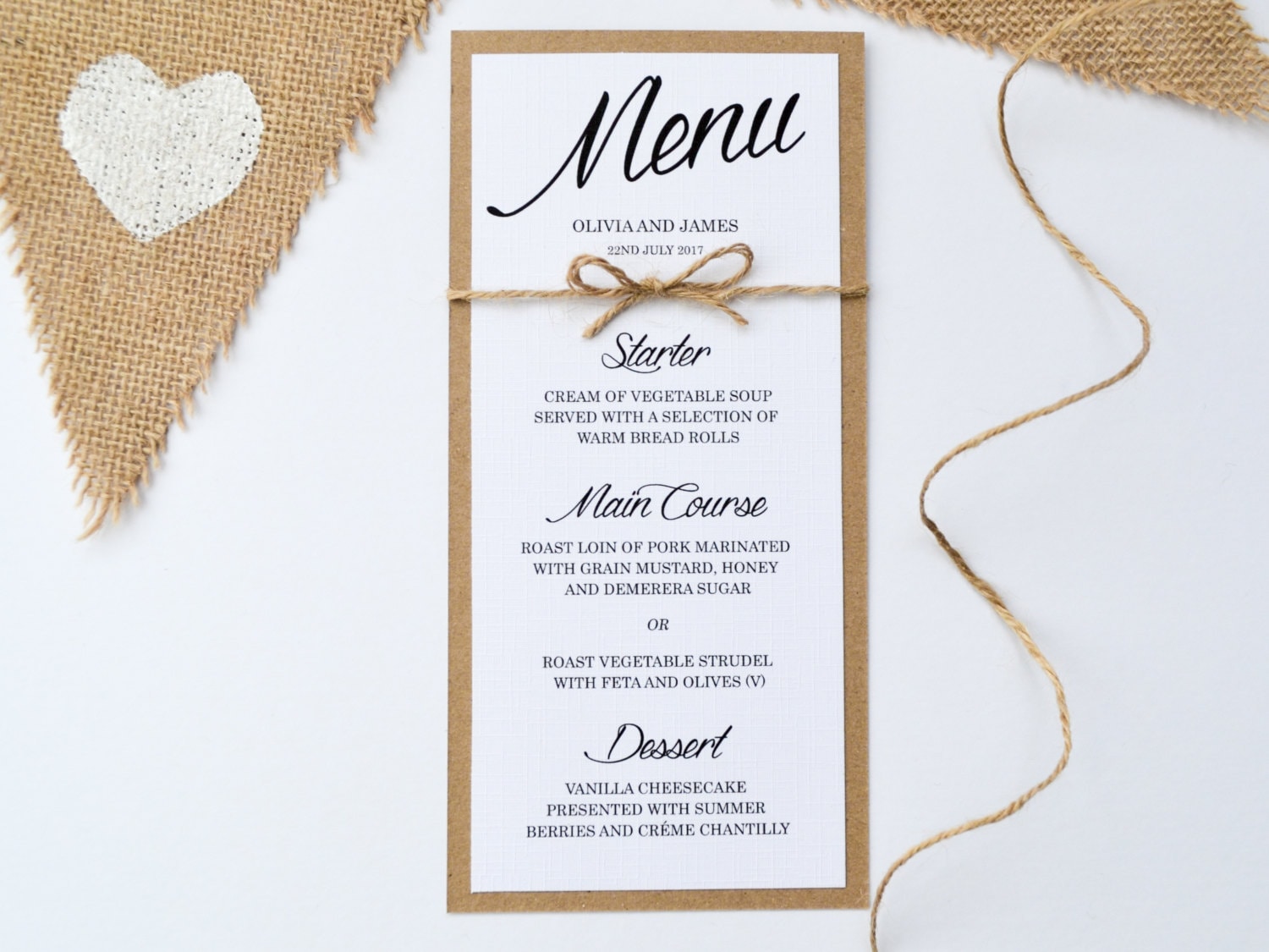 Rustic Wedding Menu Handmade Stationery Etsy UK