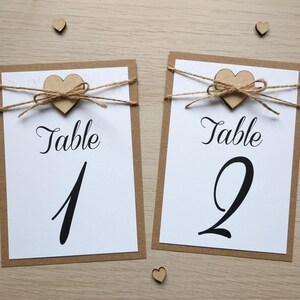 Numero da tavolo a forma di cuore rustico - Articoli di cancelleria per matrimoni fatti a mano