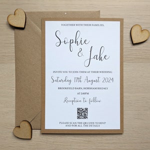 Simple Rustic Wedding Invitation with QR Code | Country Barn Wedding Rustic Twine