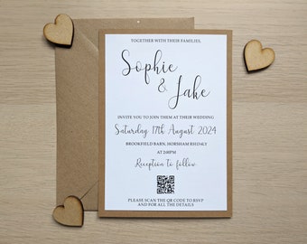 Simple Rustic Wedding Invitation with QR Code | Country Barn Wedding Rustic Twine