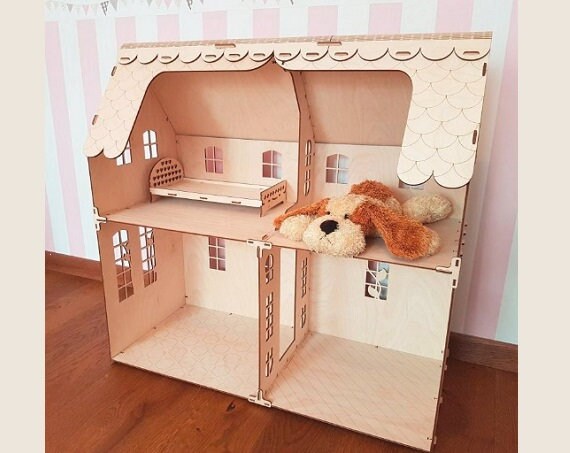 Wooden Barbie house Modern dollhouse withought furniture | Etsy
