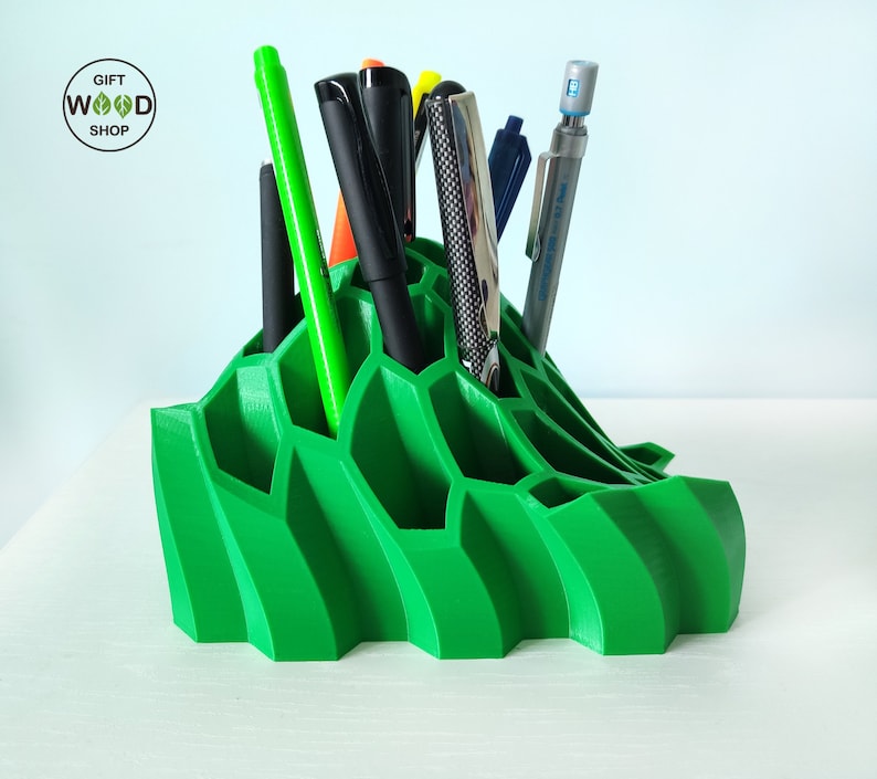 green desk organizer 3D printed Pen holder Home Etsy