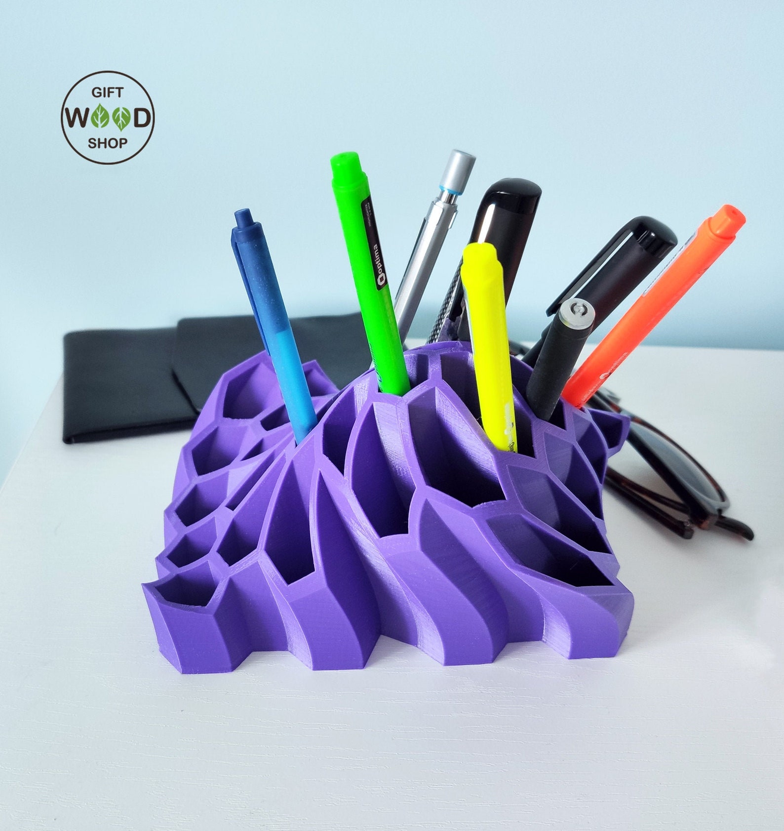 purple desk organizer 3D printed Pen holder Home Etsy