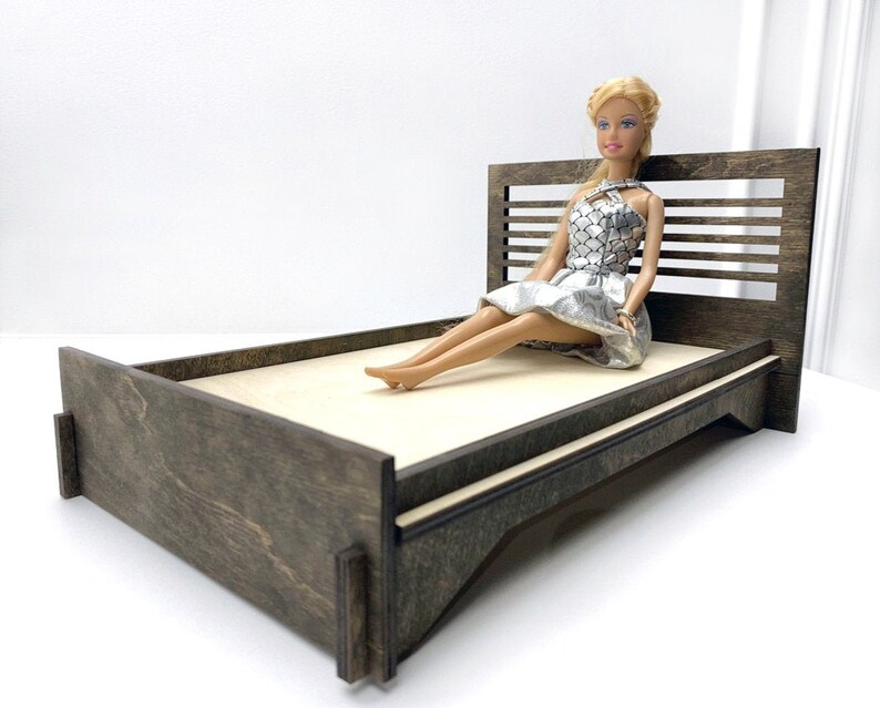 Big Modern Barbie doll bed unassembled wooden doll's Etsy