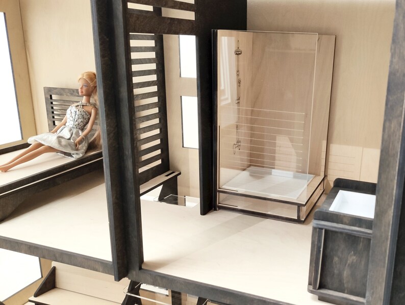 Luxury miniature bathroom shower stall for Dollhouse. Dolls Etsy