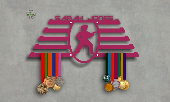 Steel Medal Hanger Holder Taekwondo Medal board it\u2019s ideal gift for sportsman with you first name and last name Personalized holder