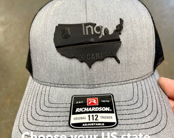 THE PUCKLUCK HAT - Us Map - Dad Hat - Hockey Mom - Hockey Hat - Trucker Hat - nhl puck patch- Hockey Player - Puck Hat